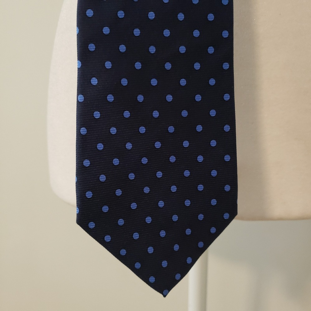 Vintage Lauren Ralph Lauren Mens Polka Dot Neck Tie Silk Hand Finished USA Blue